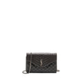 SAINT LAURENT/YSL ENVELOP CHAIN BAG CALFSKIN DARK GREY SHW