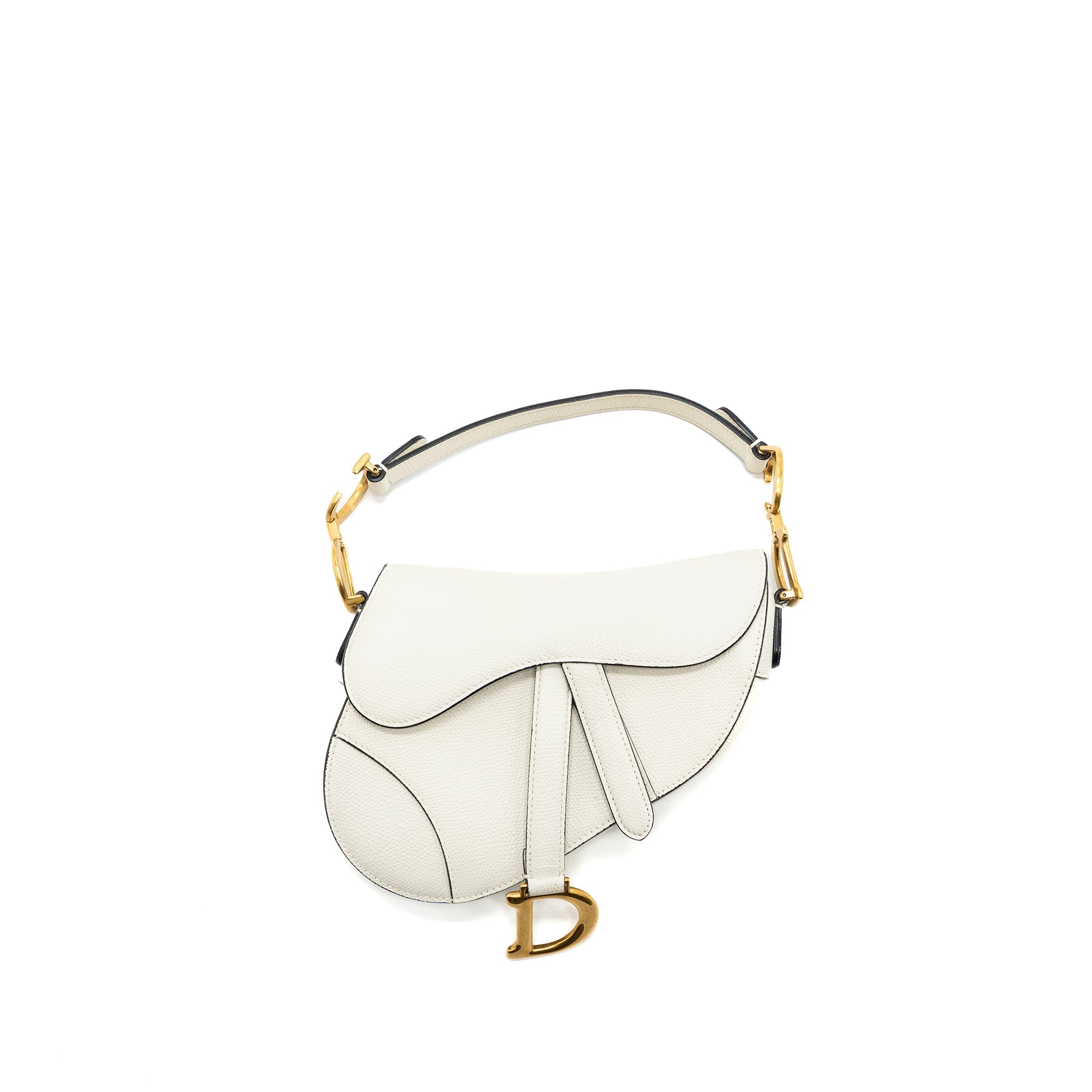 DIOR MINI SADDLE BAG CALFSKIN WHITE GHW