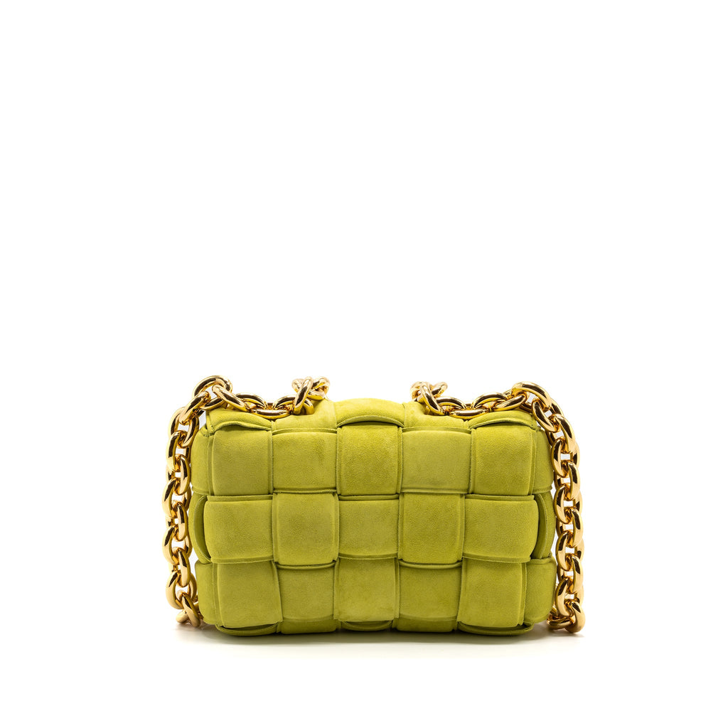 BOTTEGA VENETA CHAIN CASSETTE SUEDE LIGHT GREEN GHW