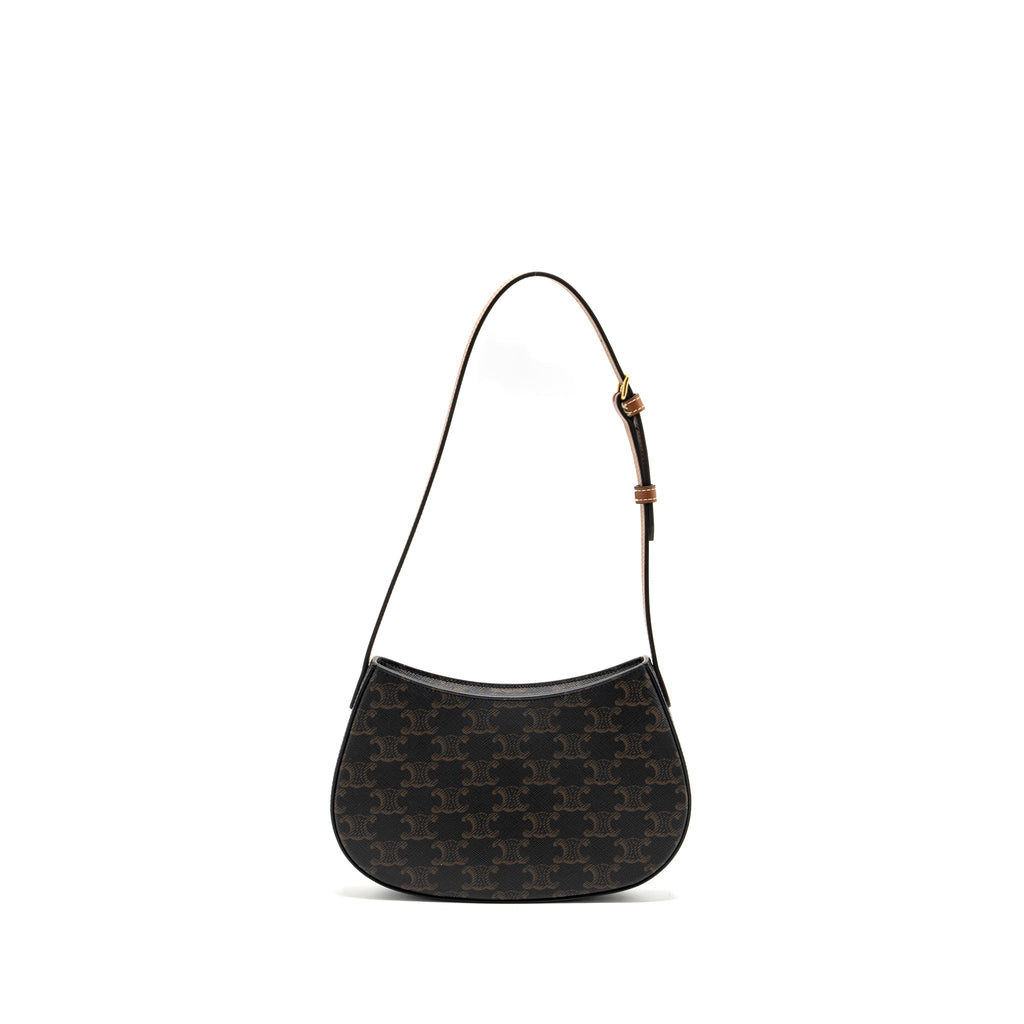 CELINE MEDIUM TILLY BAG IN TRIOMPHE CANVAS / CALFSKIN TAN GHW
