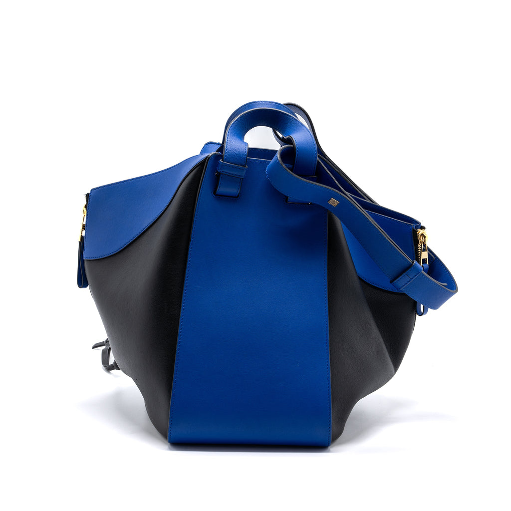 LOEWE HAMMOCK BAG CALFSKIN ELECTRIC BLUE/BLACK GHW