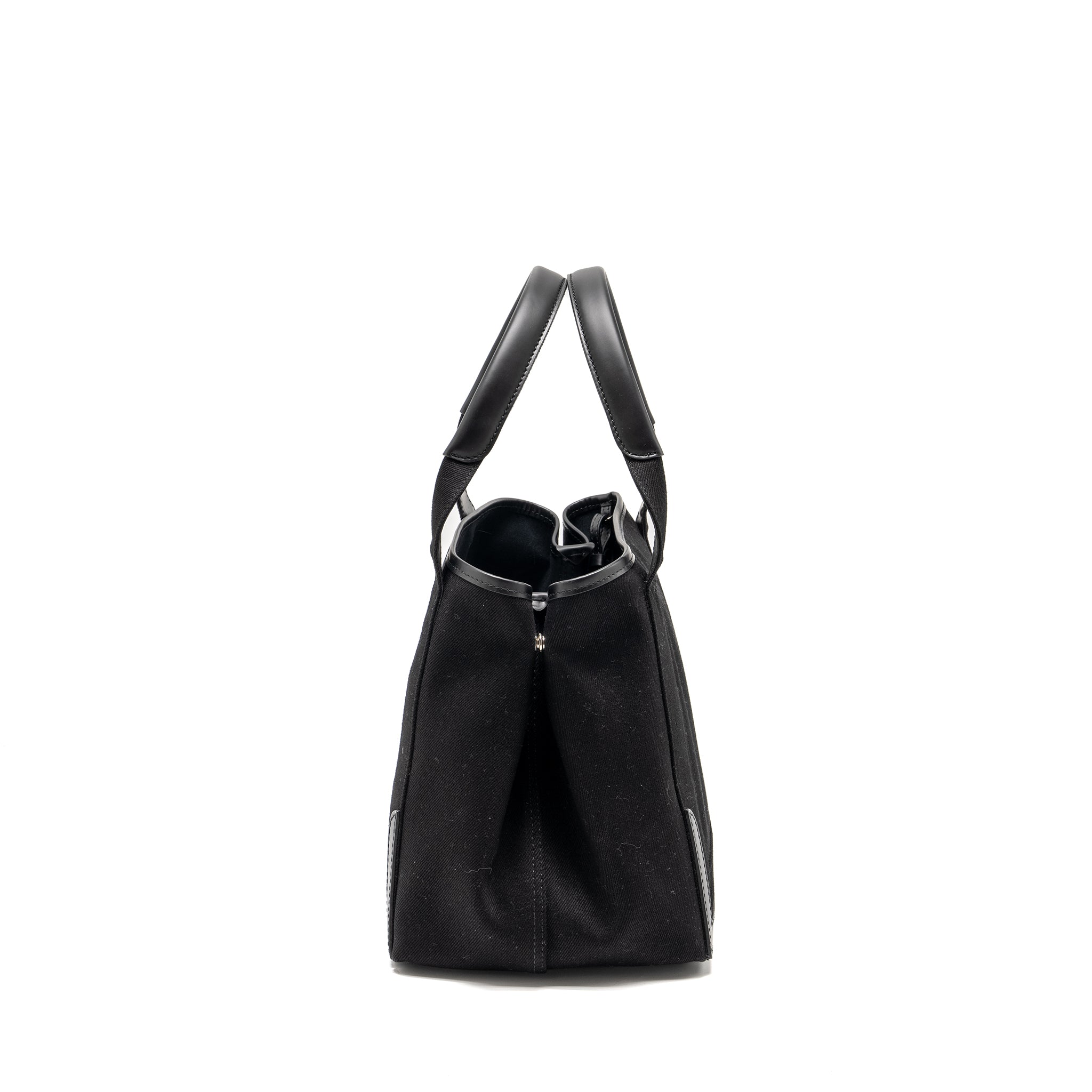BALENCIAGA CABAS LOGO TOTE BAG CANVAS/ CALFSKIN BLACK SHW
