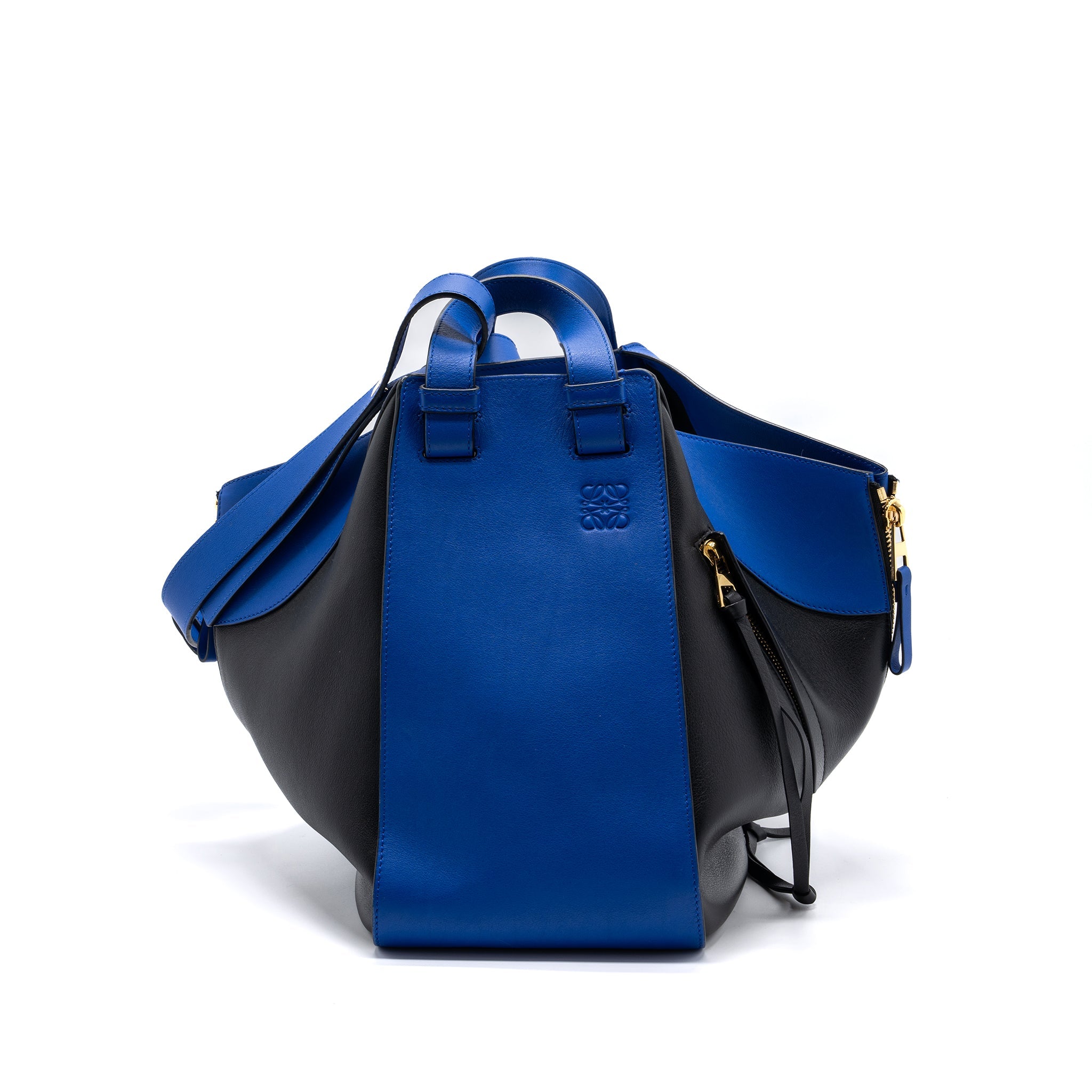 LOEWE HAMMOCK BAG CALFSKIN ELECTRIC BLUE/BLACK GHW