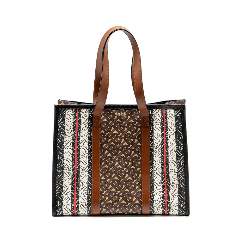 BURBERRY TB MONOGRAM STRIPE TOTE BAG CANVAS/LEATHER MULTICOLOUR GHW