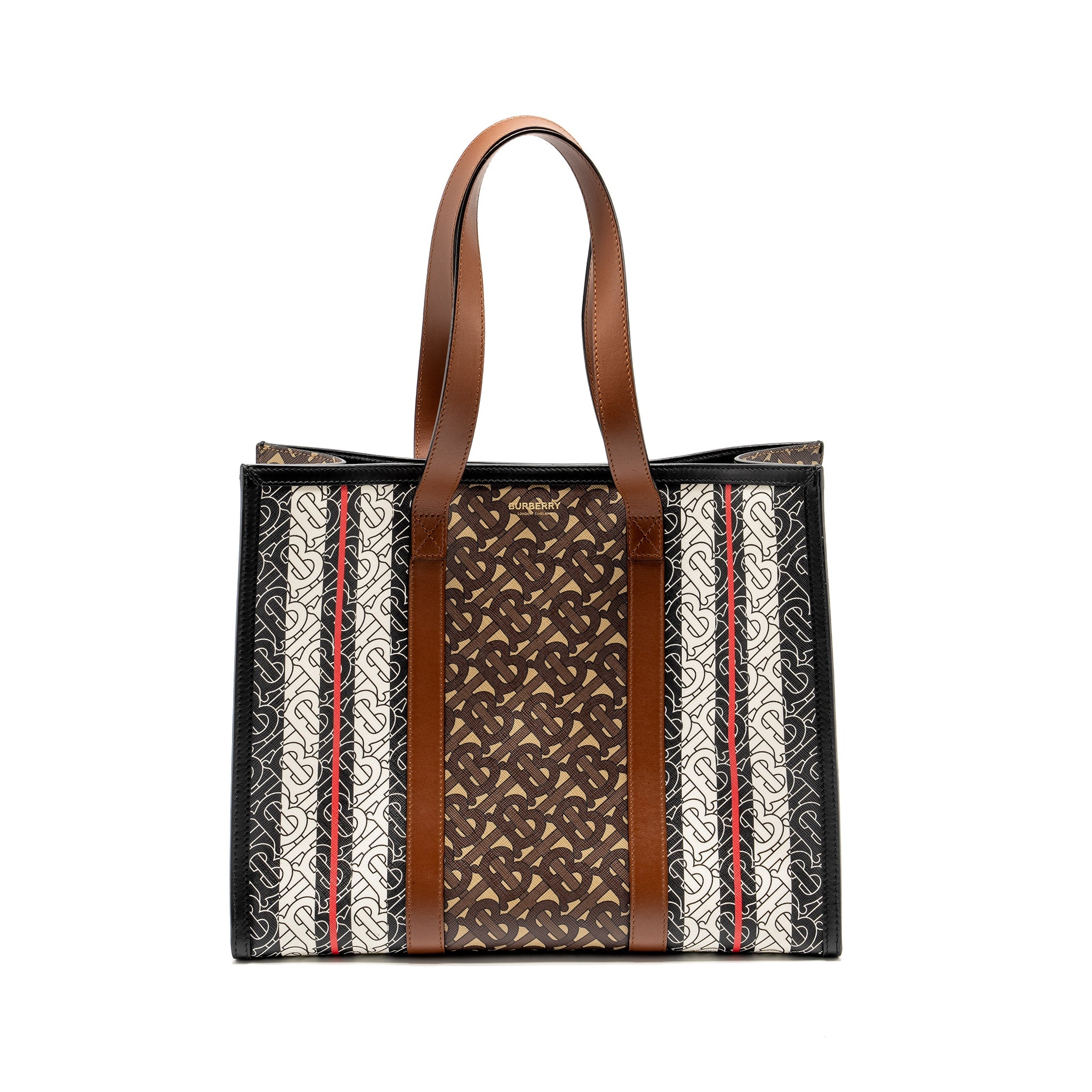BURBERRY TB MONOGRAM STRIPE TOTE BAG CANVAS/LEATHER MULTICOLOUR GHW