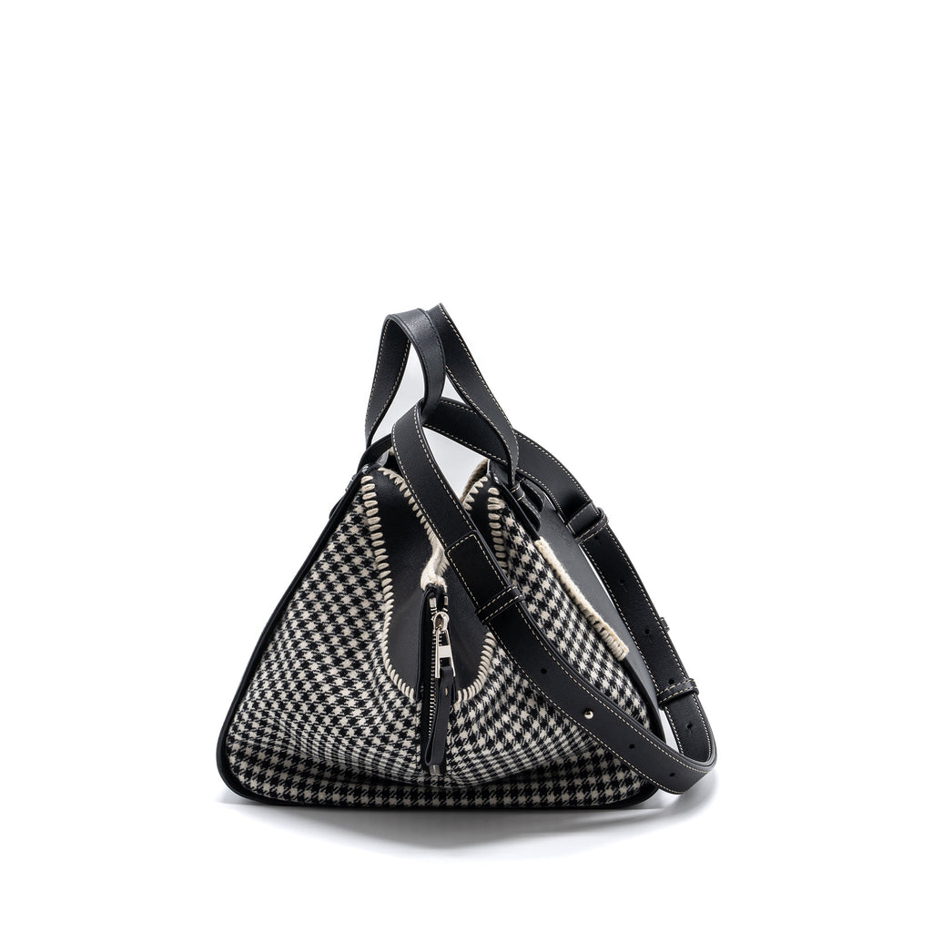 LOEWE SMALL HAMMOCK BAG CALFSKIN / FABRIC MULTICOLOR BLACK / WHITE SHW