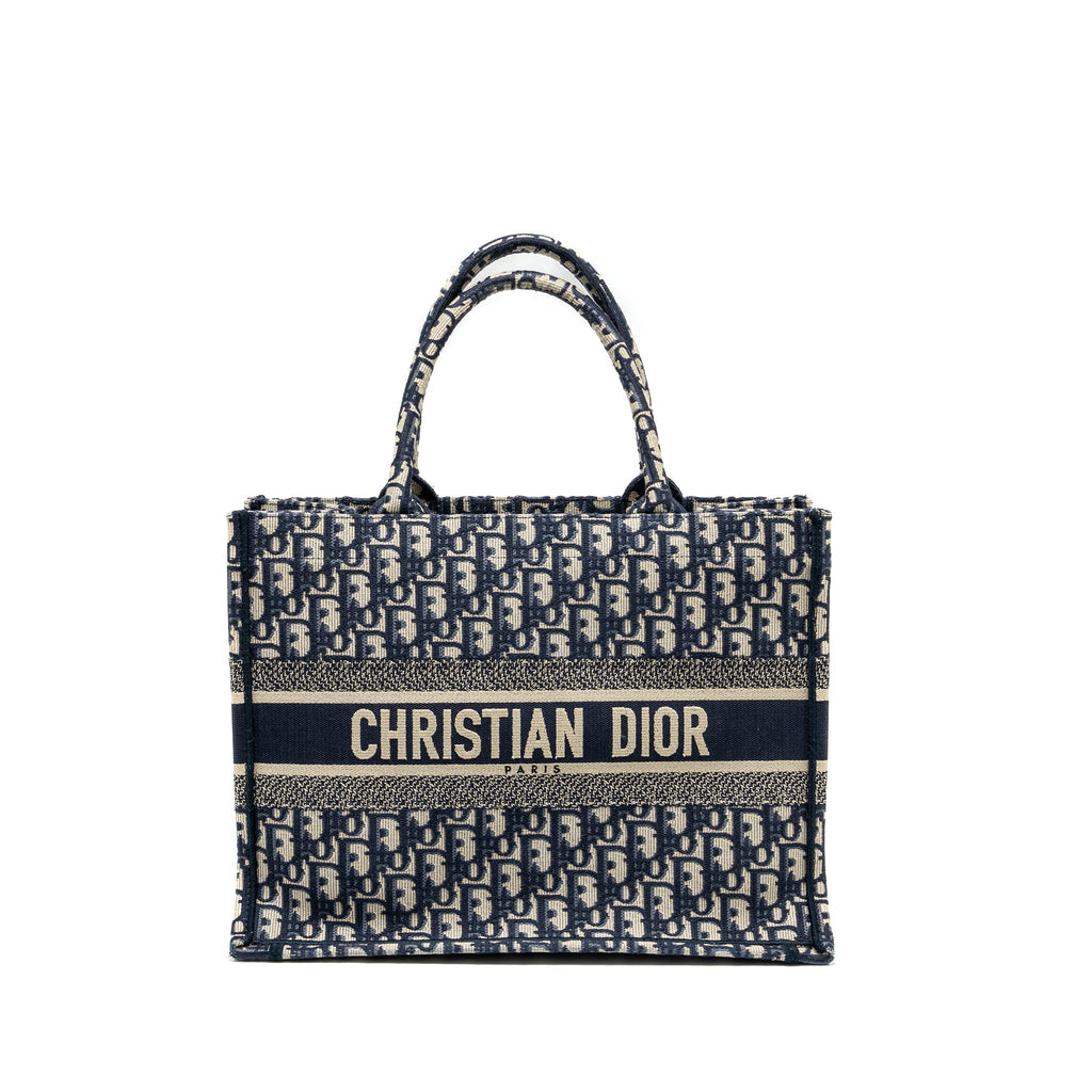 DIOR MEDIUM BOOK TOTE BLUE DIOR OBLIQUE EMBROIDERY
