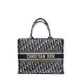 DIOR MEDIUM BOOK TOTE BLUE DIOR OBLIQUE EMBROIDERY