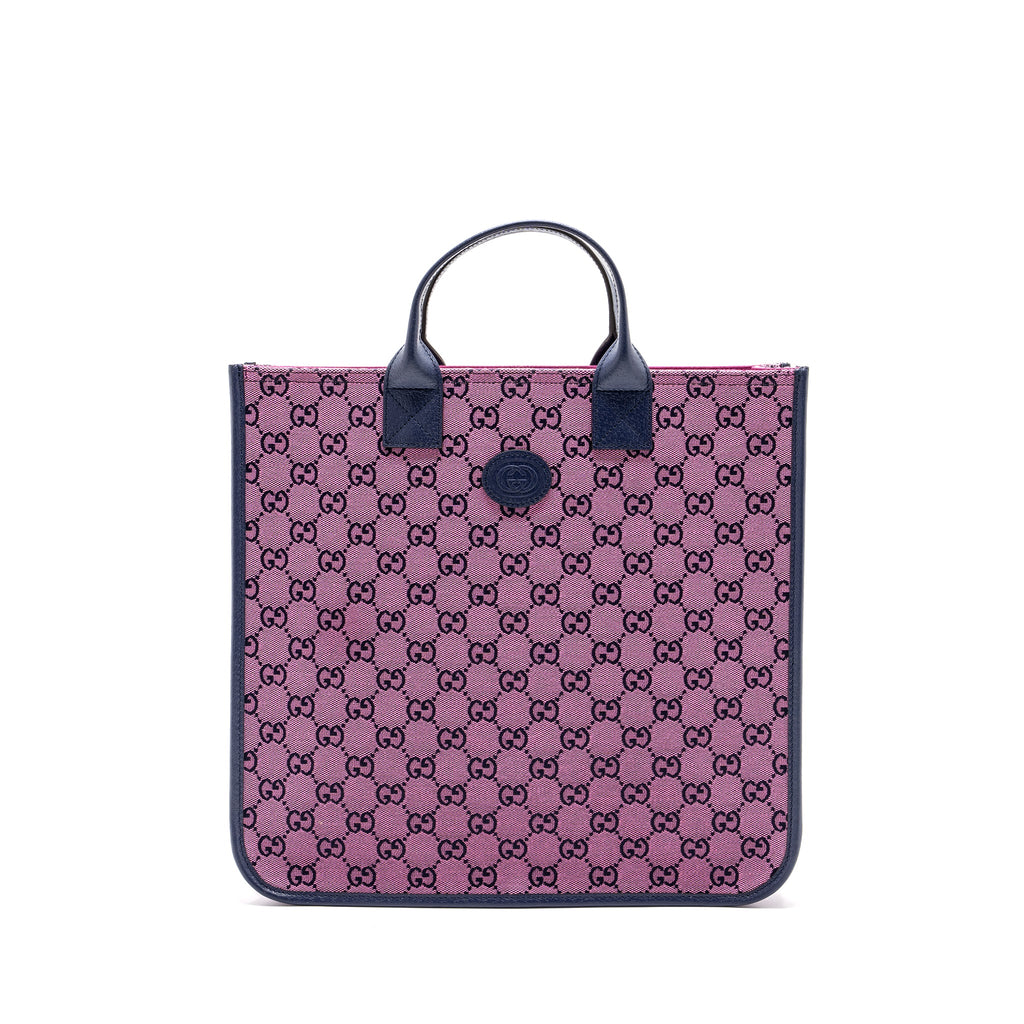 GUCCI KIDS TOTE BAG CANVAS / LEATHER PINK / DARK BLUE