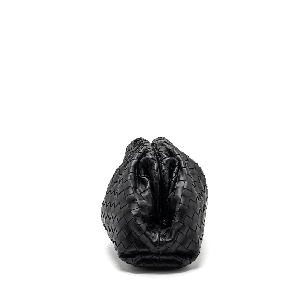 BOTTEGA VENETA POUCH INTRECCIATO LEATHER CLUTCH LAMBSKIN BLACK