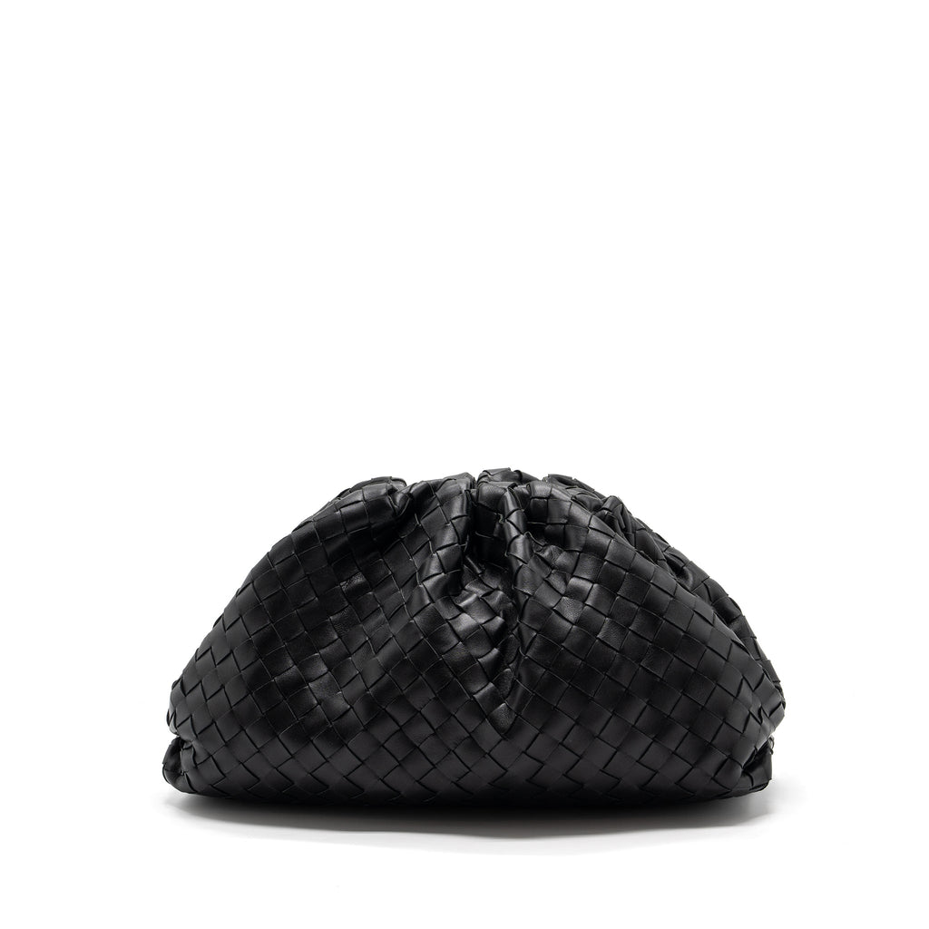 BOTTEGA VENETA POUCH INTRECCIATO LEATHER CLUTCH LAMBSKIN BLACK