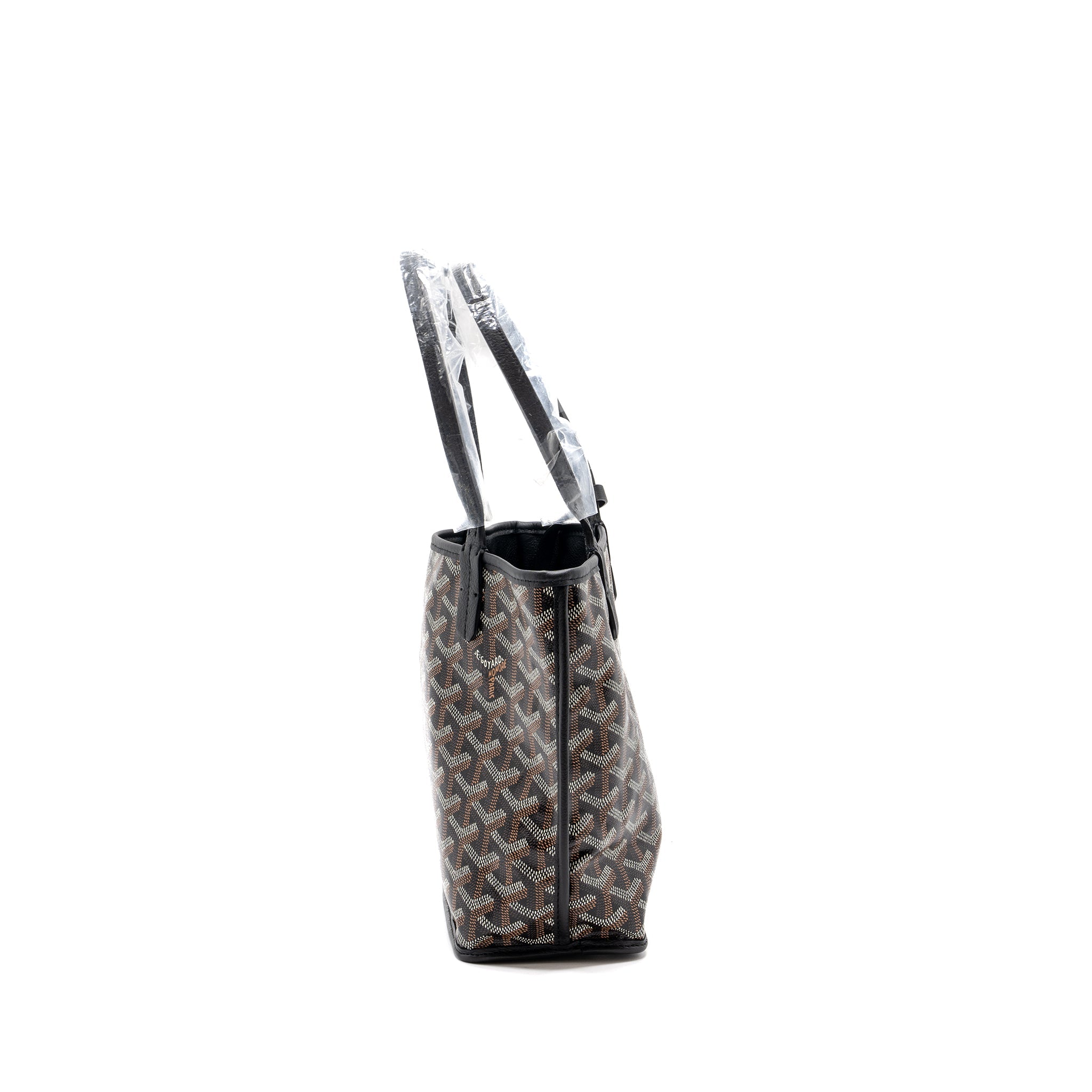GOYARD MINI ANJOU TOTE BAG GOYARDLINE CANVAS / CALFSKIN BLACK SHW