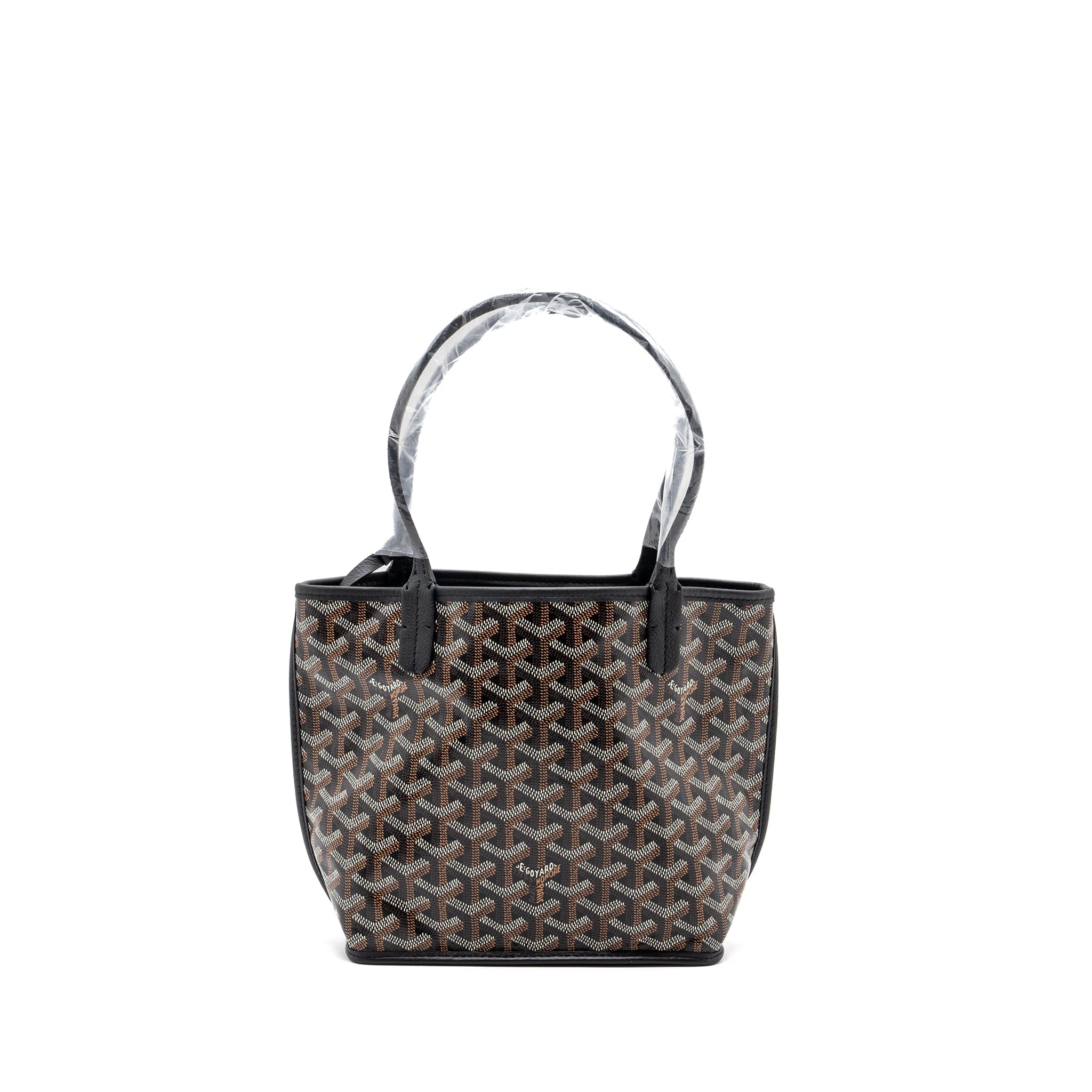 GOYARD MINI ANJOU TOTE BAG GOYARDLINE CANVAS / CALFSKIN BLACK SHW