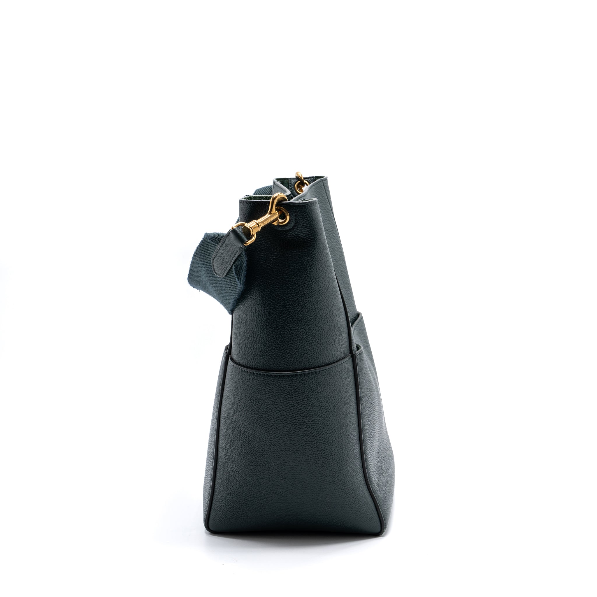 CELINE SANGLE BUCKET BAG CALFSKIN DARK GREEN GHW