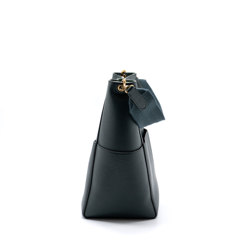CELINE SANGLE BUCKET BAG CALFSKIN DARK GREEN GHW