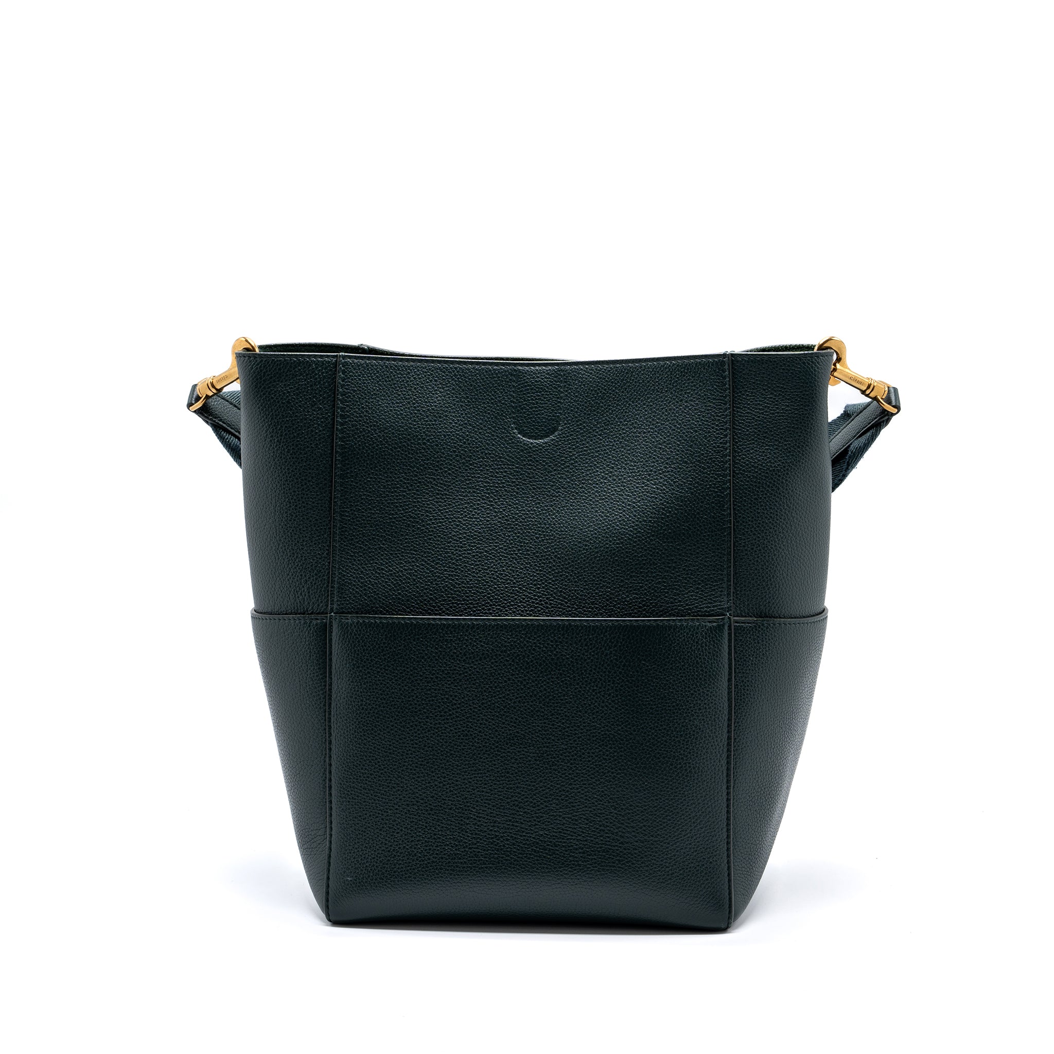 CELINE SANGLE BUCKET BAG CALFSKIN DARK GREEN GHW