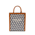 CELINE VERTICAL CABAS TOTE IN TRIOMPHE DENIM /LEATHER NAVY/TAN GHW