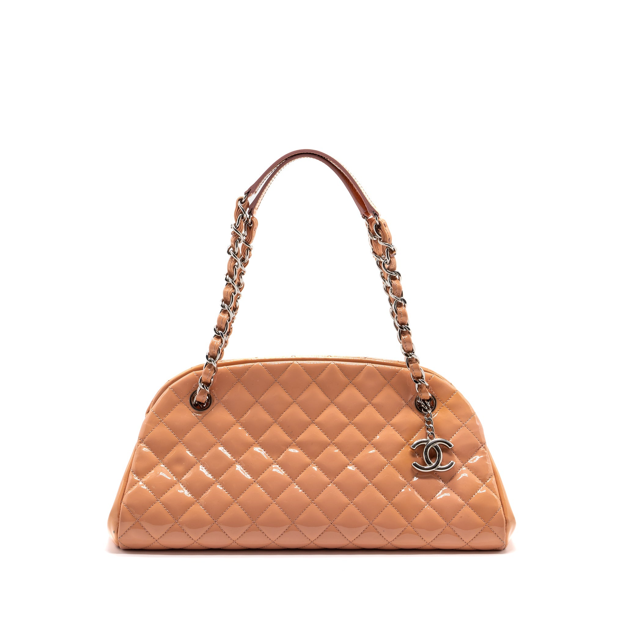 CHANEL SHOULDER BAG PATENT LEATHER PINK SHW