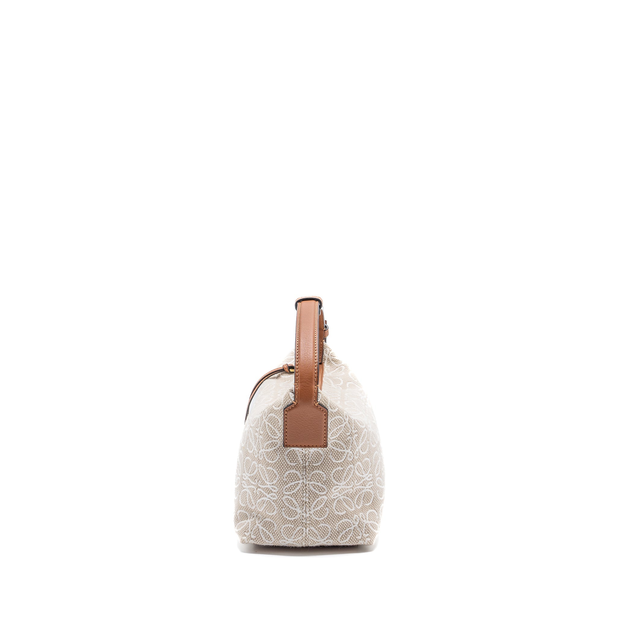 LOEWE SMALL CUBI BAG ANAGRAM JACQUARD / CALFSKIN BEIGE / BROWN GHW