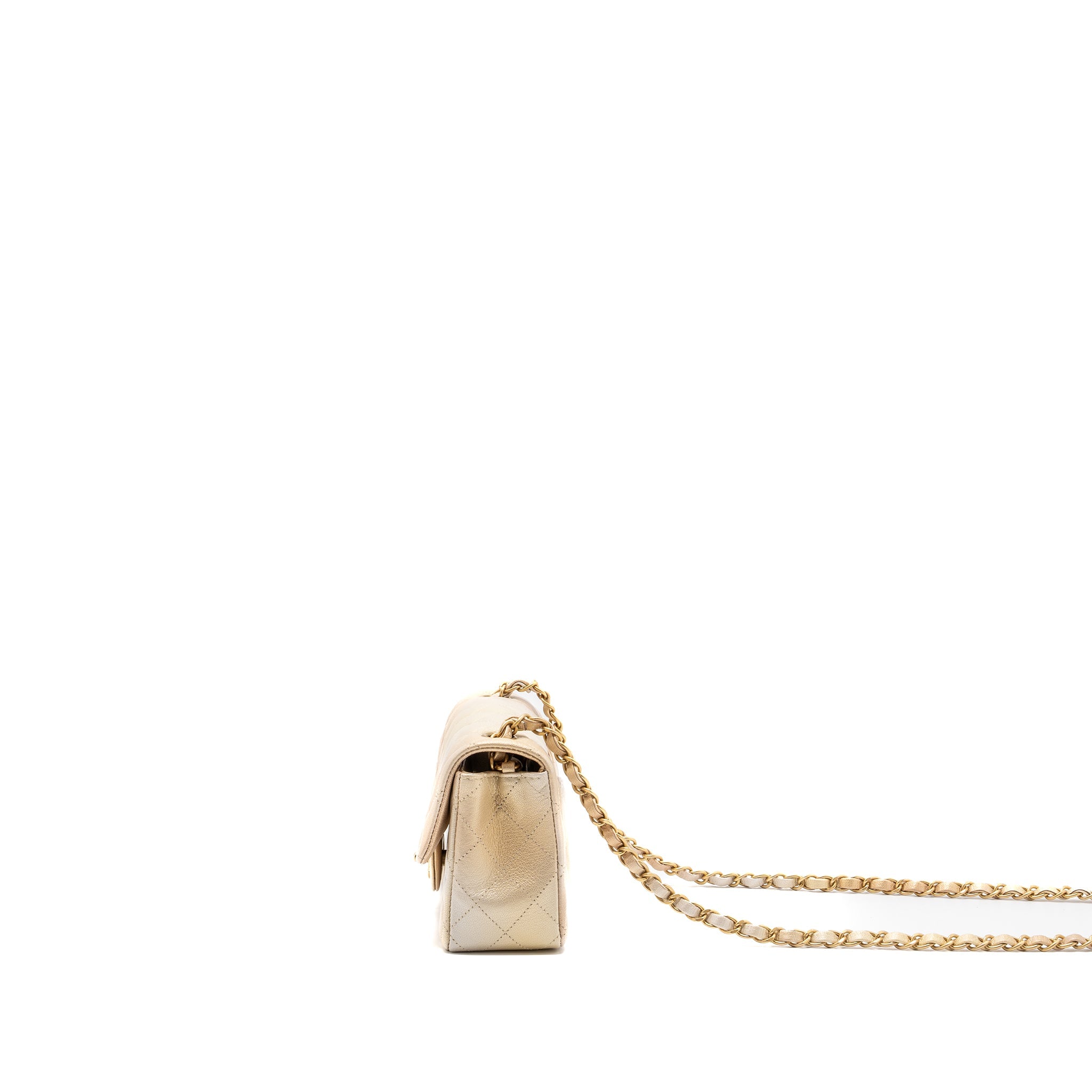 CHANEL 22C MINI RECTANGULAR FLAP BAG GOATSKIN OMBRÉ BEIGE BRUSHED GHW (MICROCHIP)