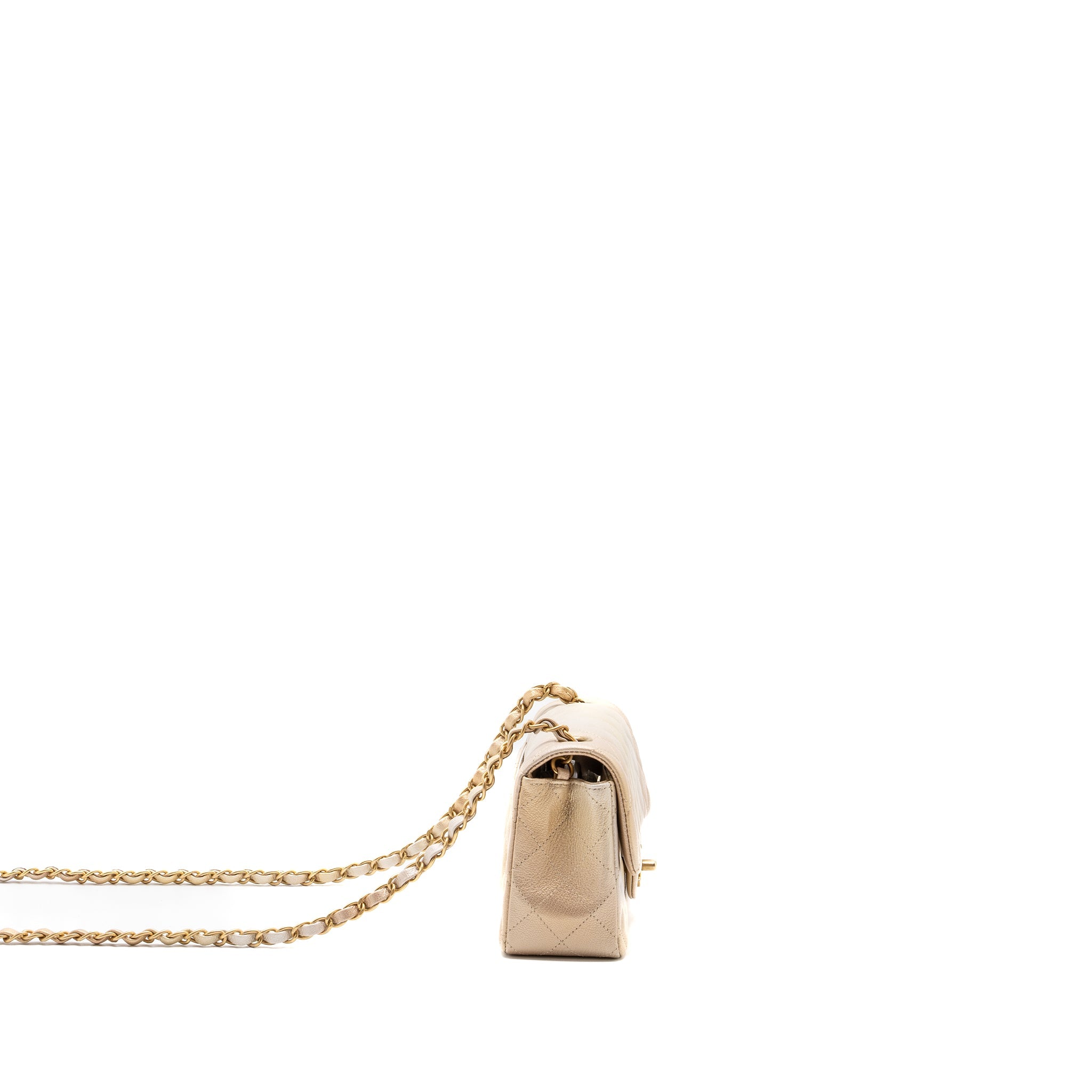 CHANEL 22C MINI RECTANGULAR FLAP BAG GOATSKIN OMBRÉ BEIGE BRUSHED GHW (MICROCHIP)