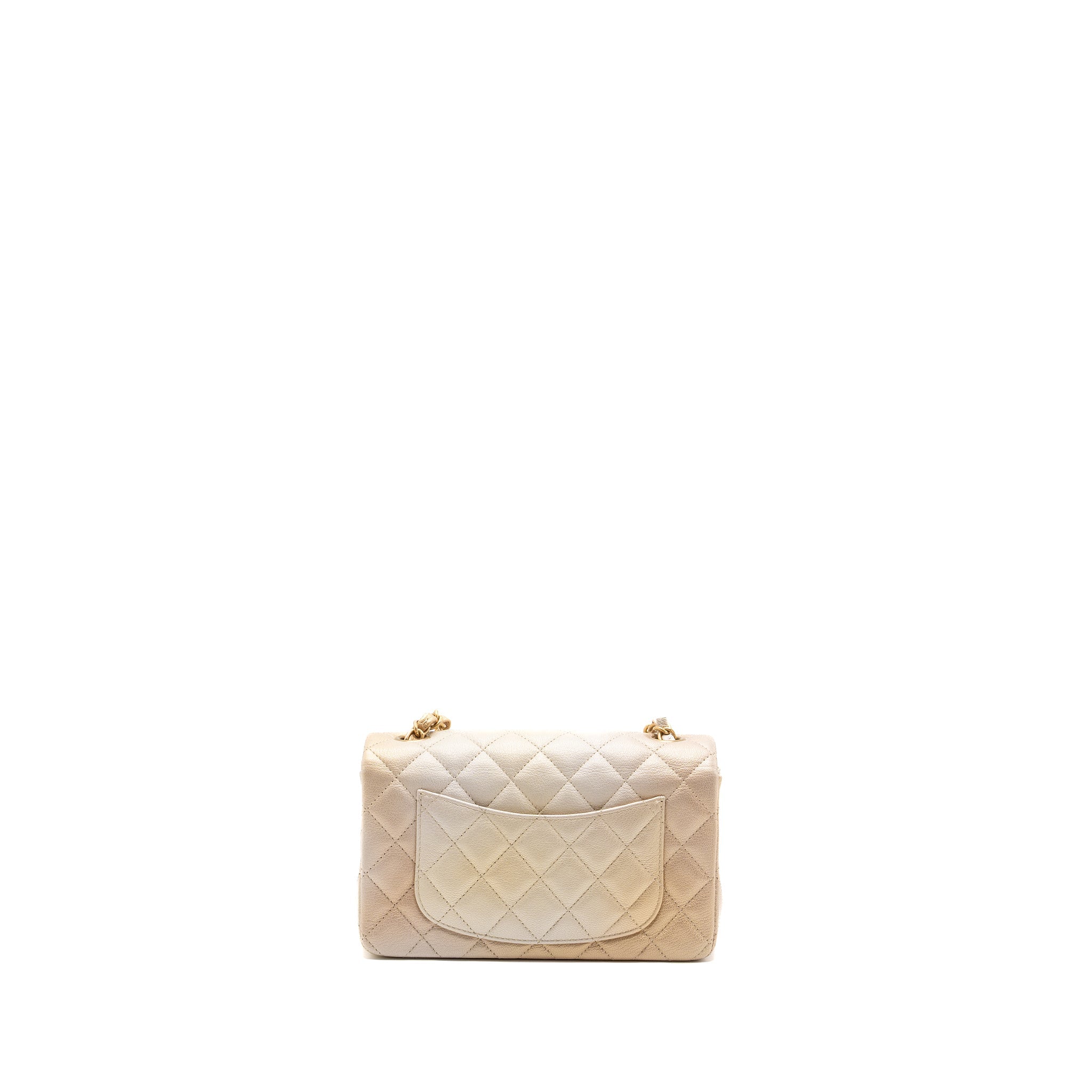 CHANEL 22C MINI RECTANGULAR FLAP BAG GOATSKIN OMBRÉ BEIGE BRUSHED GHW (MICROCHIP)