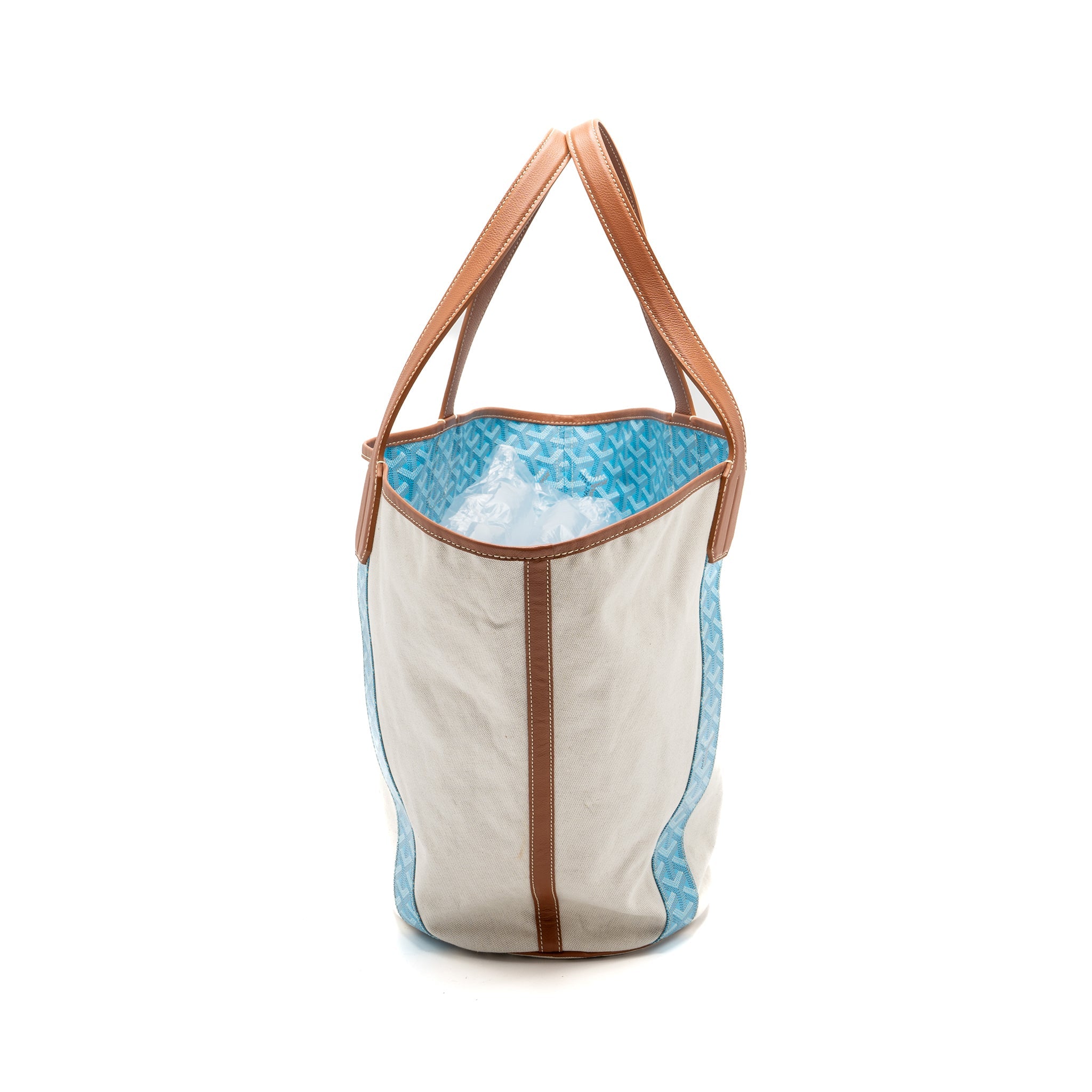 GOYARD BELHARRA BIARRITZ GOYARDLINE CANVAS LIGHT BLUE REVERSIBLE TOTE