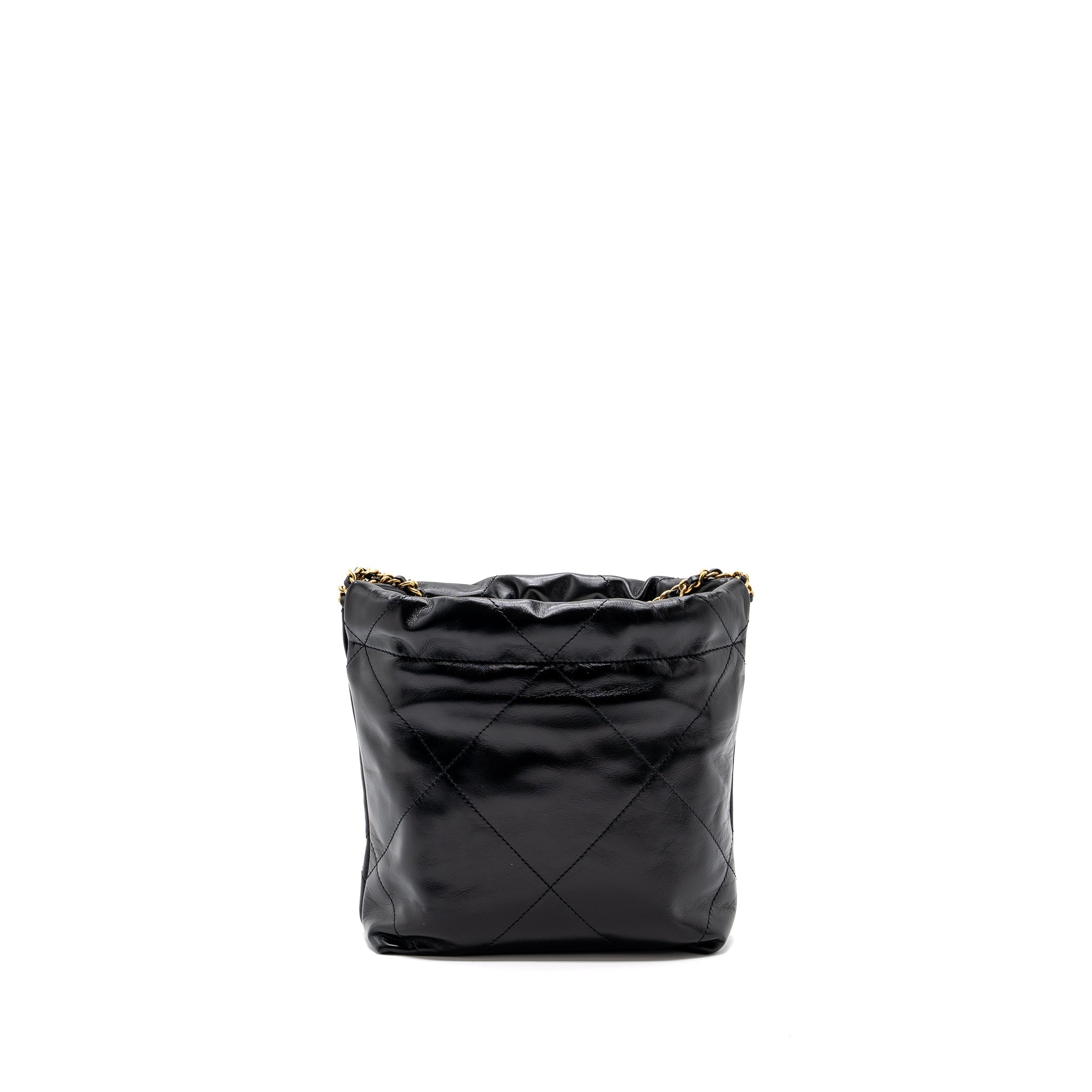 CHANEL MINI 22 BAG SHINY CALFSKIN BLACK GHW (MICROCHIP)
