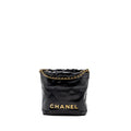 CHANEL MINI 22 BAG SHINY CALFSKIN BLACK GHW (MICROCHIP)