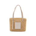 LOEWE SMALL SQUARE BASKET BAG RAFFIA/CALFSKIN WHITE SHW