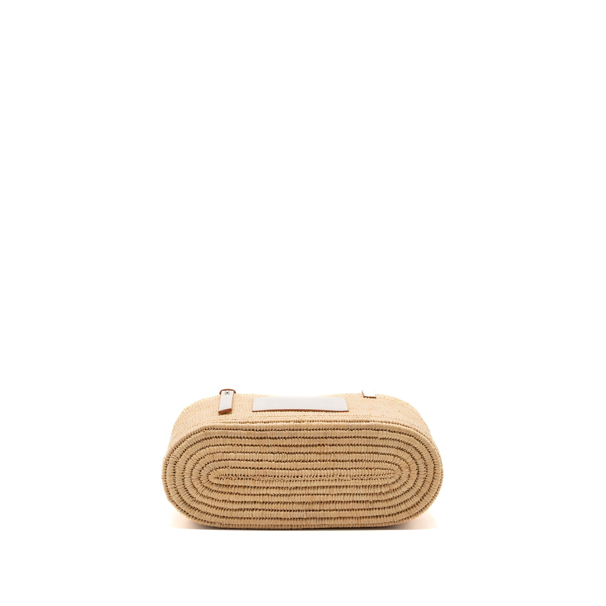 LOEWE SMALL SQUARE BASKET BAG RAFFIA/CALFSKIN WHITE SHW