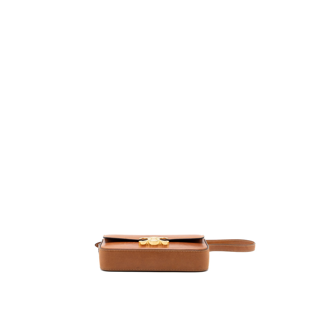 CELINE TRIOMPHE SHOULDER BAG NATURAL CALFSKIN TAN GHW