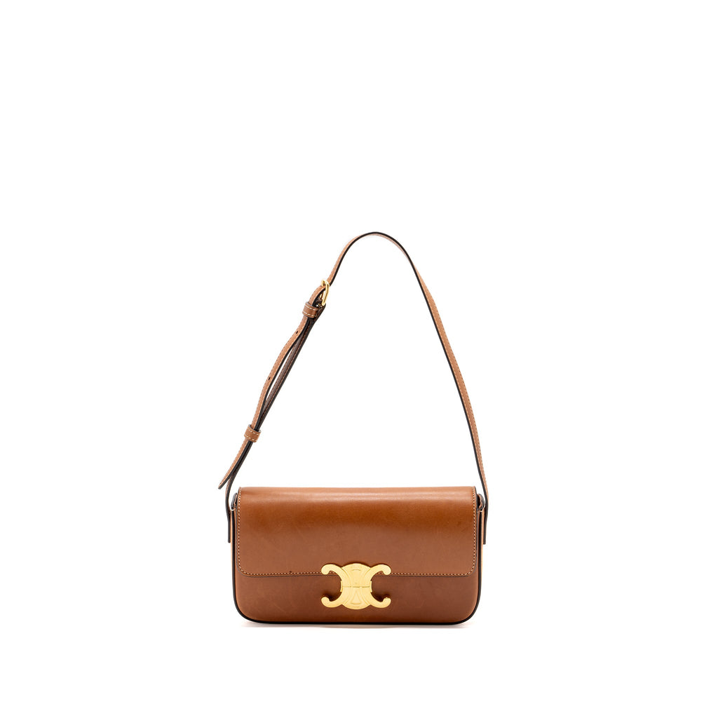 CELINE TRIOMPHE SHOULDER BAG NATURAL CALFSKIN TAN GHW