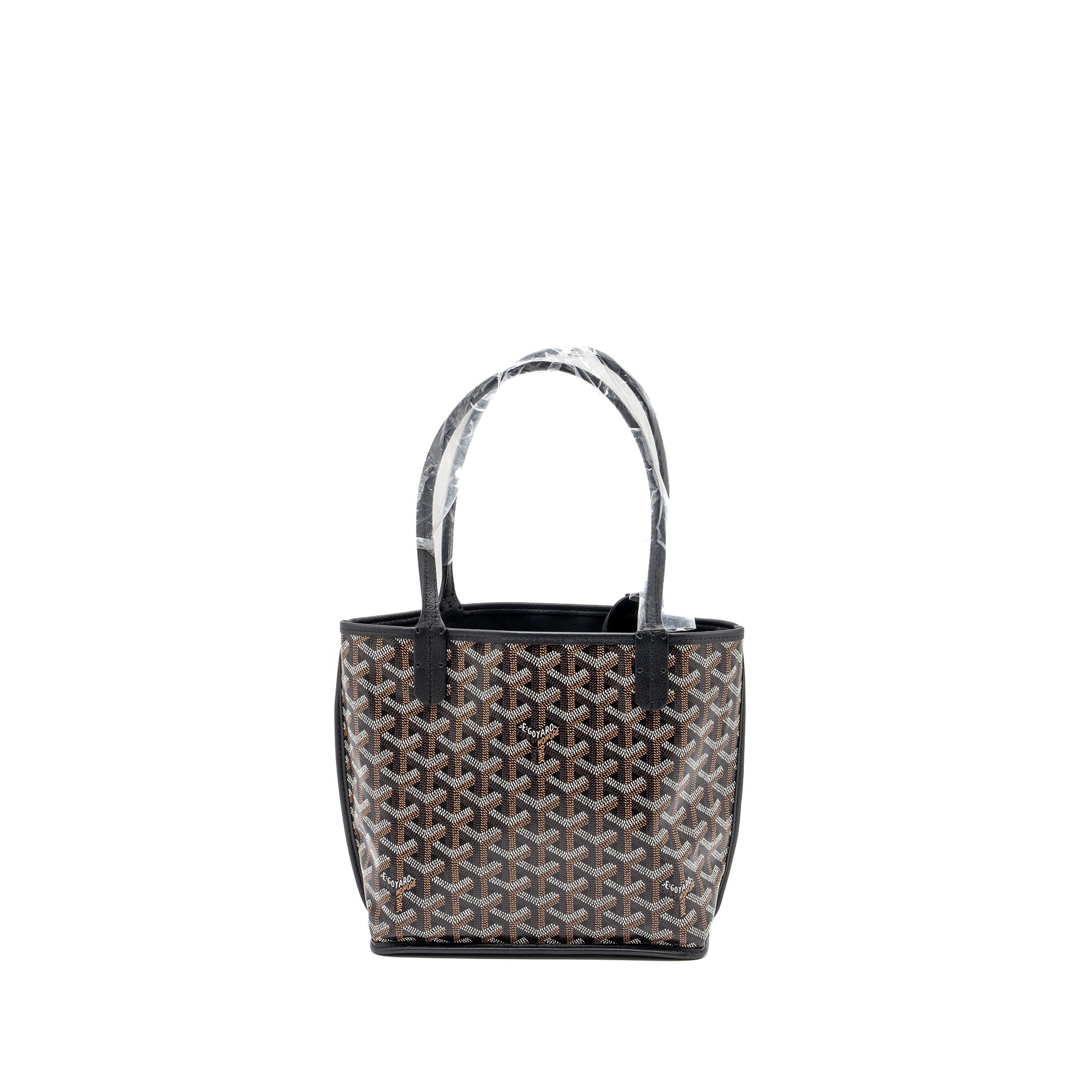 GOYARD ANJOU MINI TOTE BAG GOYARDINE CANVAS/CALFSKIN BLACK SHW