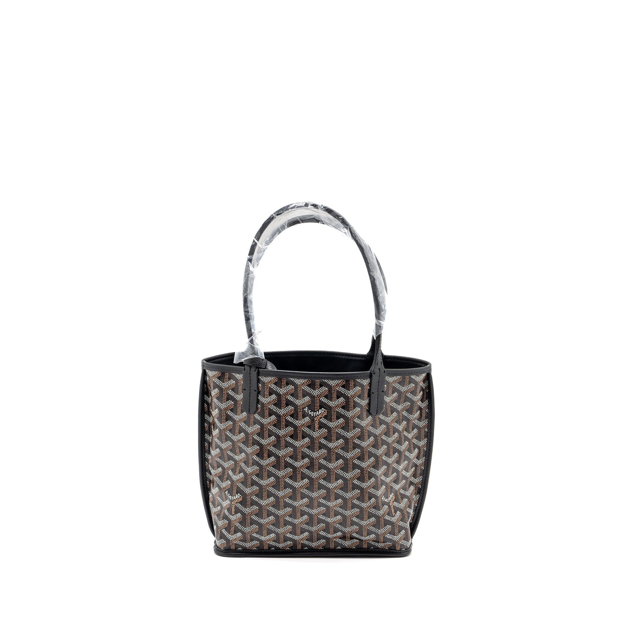 GOYARD ANJOU MINI TOTE BAG GOYARDINE CANVAS/CALFSKIN BLACK SHW