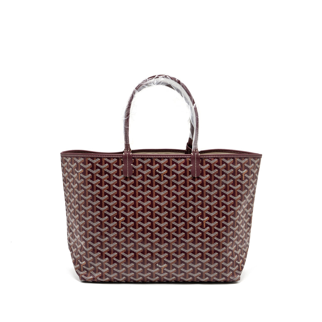 GOYARD SAINT LOUIS PM TOTE BAG GOYARDLINE CANVAS/CALFSKIN BURGUNDY SHW