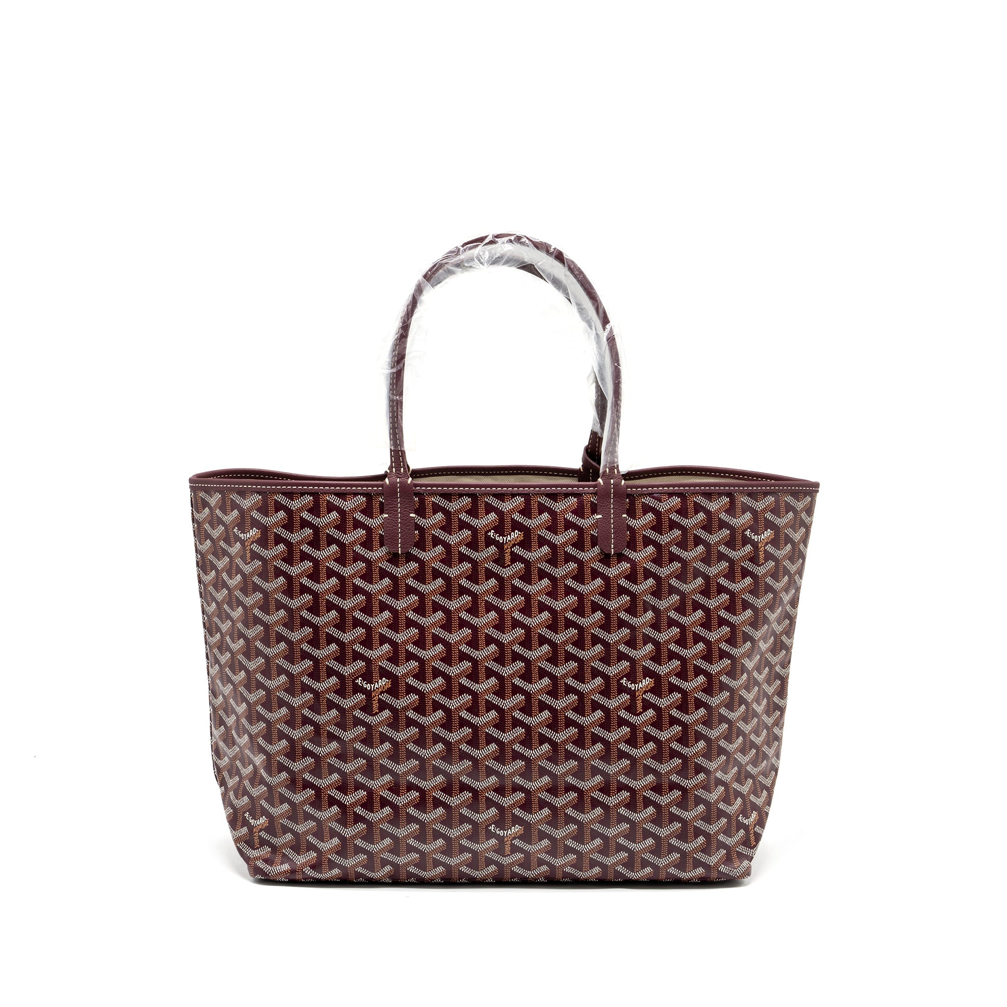 GOYARD SAINT LOUIS PM TOTE BAG GOYARDLINE CANVAS/CALFSKIN BURGUNDY SHW
