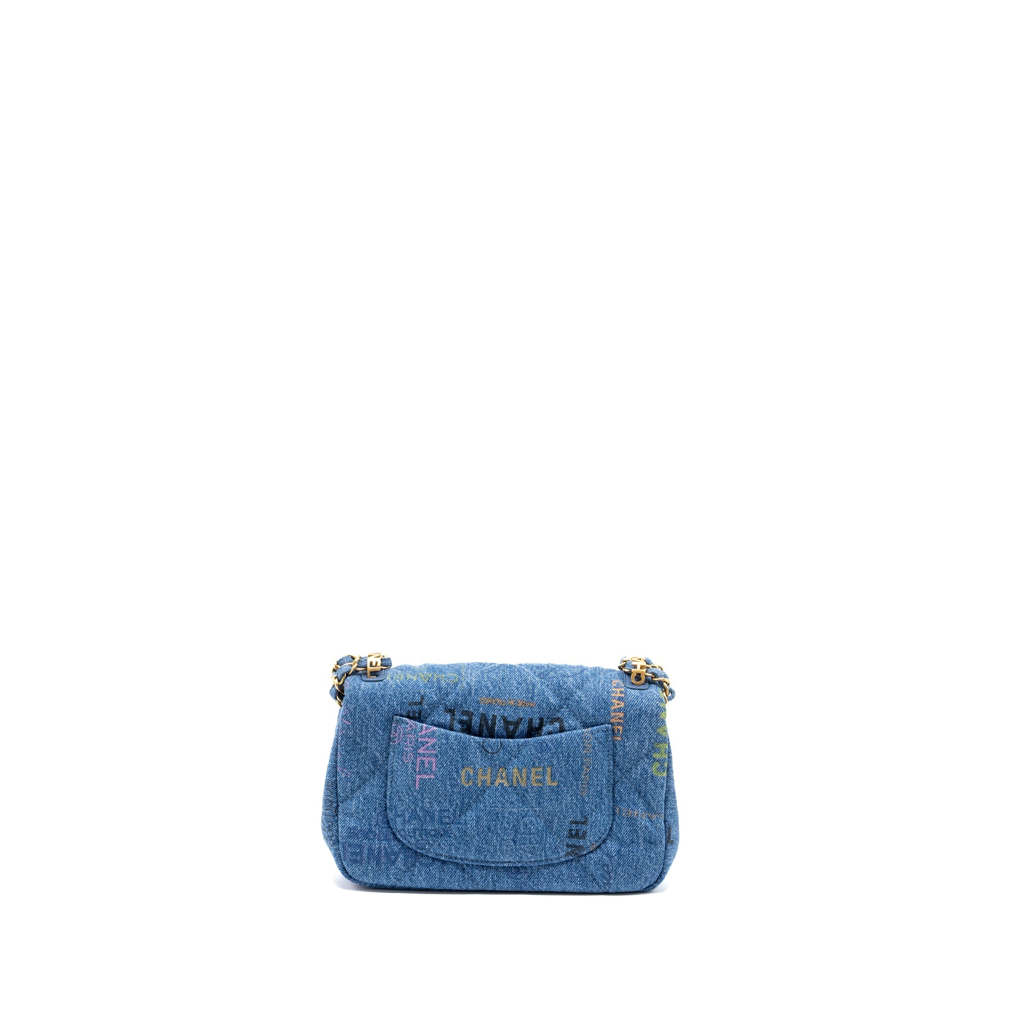 CHANEL 22P DENIM FLAP BAG DENIM BLUE BRUSHED GHW (MICROCHIP)