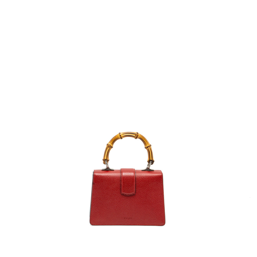 GUCCI DIONYSUS SMALL BAMBOO HANDLE BAG CALFSKIN RED SHW