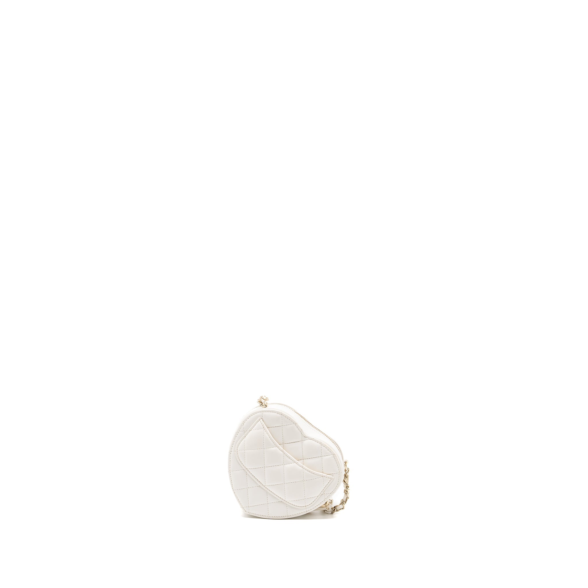CHANEL 22S SMALL HEART BAG LAMBSKIN WHITE LGHW