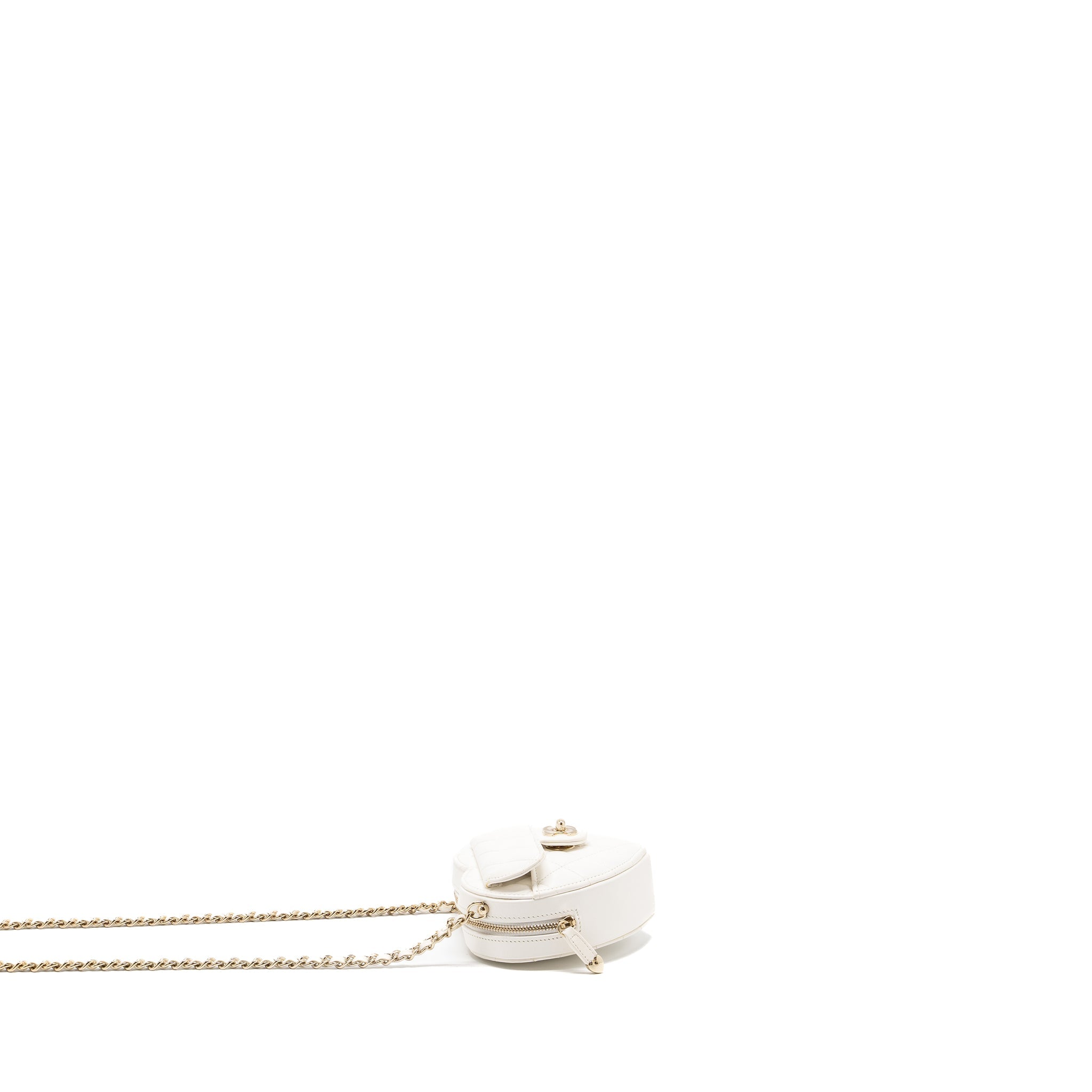 CHANEL 22S SMALL HEART BAG LAMBSKIN WHITE LGHW