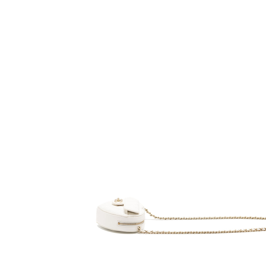 CHANEL 22S SMALL HEART BAG LAMBSKIN WHITE LGHW