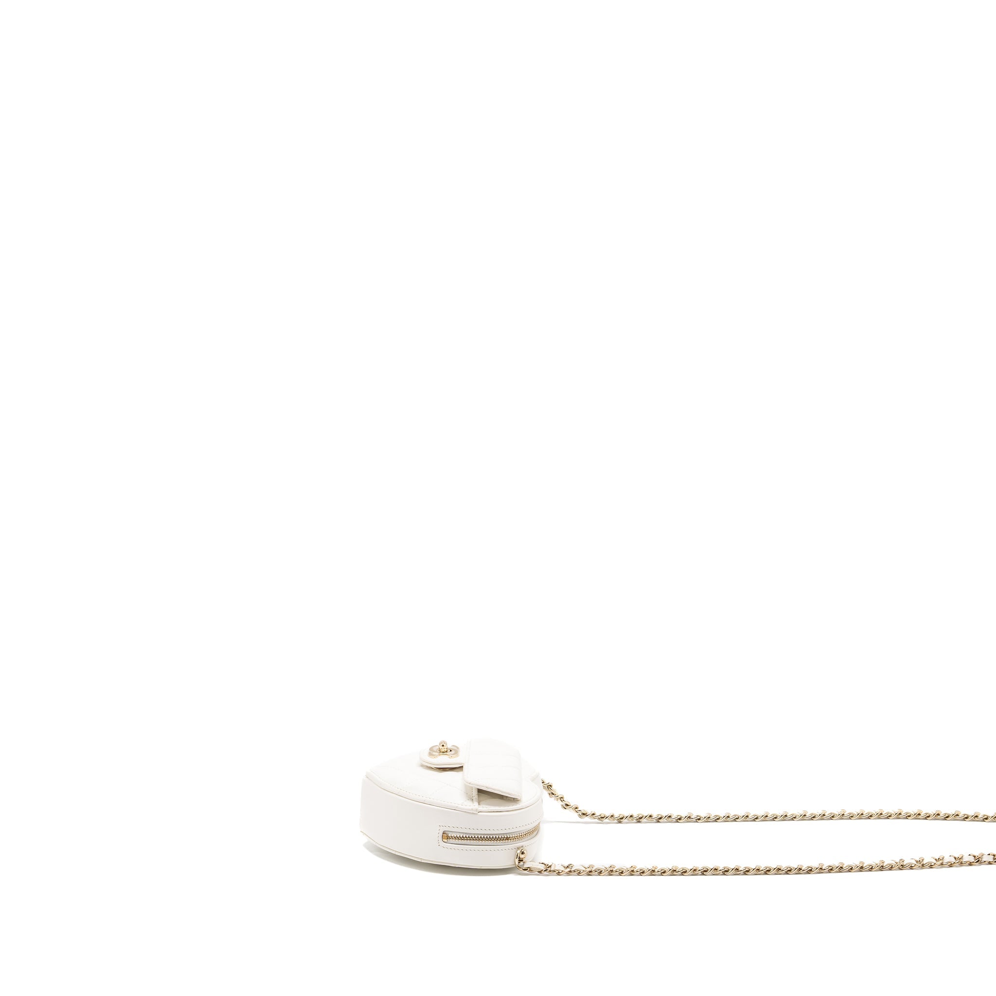 CHANEL 22S SMALL HEART BAG LAMBSKIN WHITE LGHW