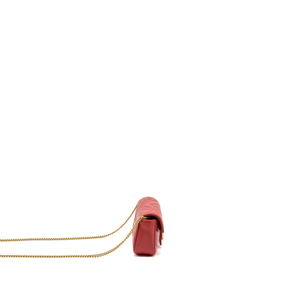 GUCCI SUPER MINI GG MARMONT CALFSKIN RED GHW