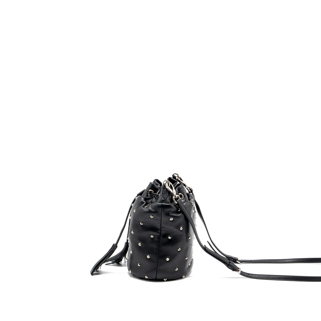 MIU MIU SMALL BUCKET BAG STUDDED NAPPA LAMBSKIN BLACK SHW