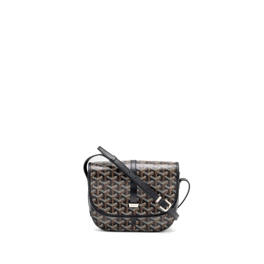 GOYARD BELVEDERE PM MESSENGER BAG GOYARDLINE CANVAS / CALFSKIN BLACK SHW