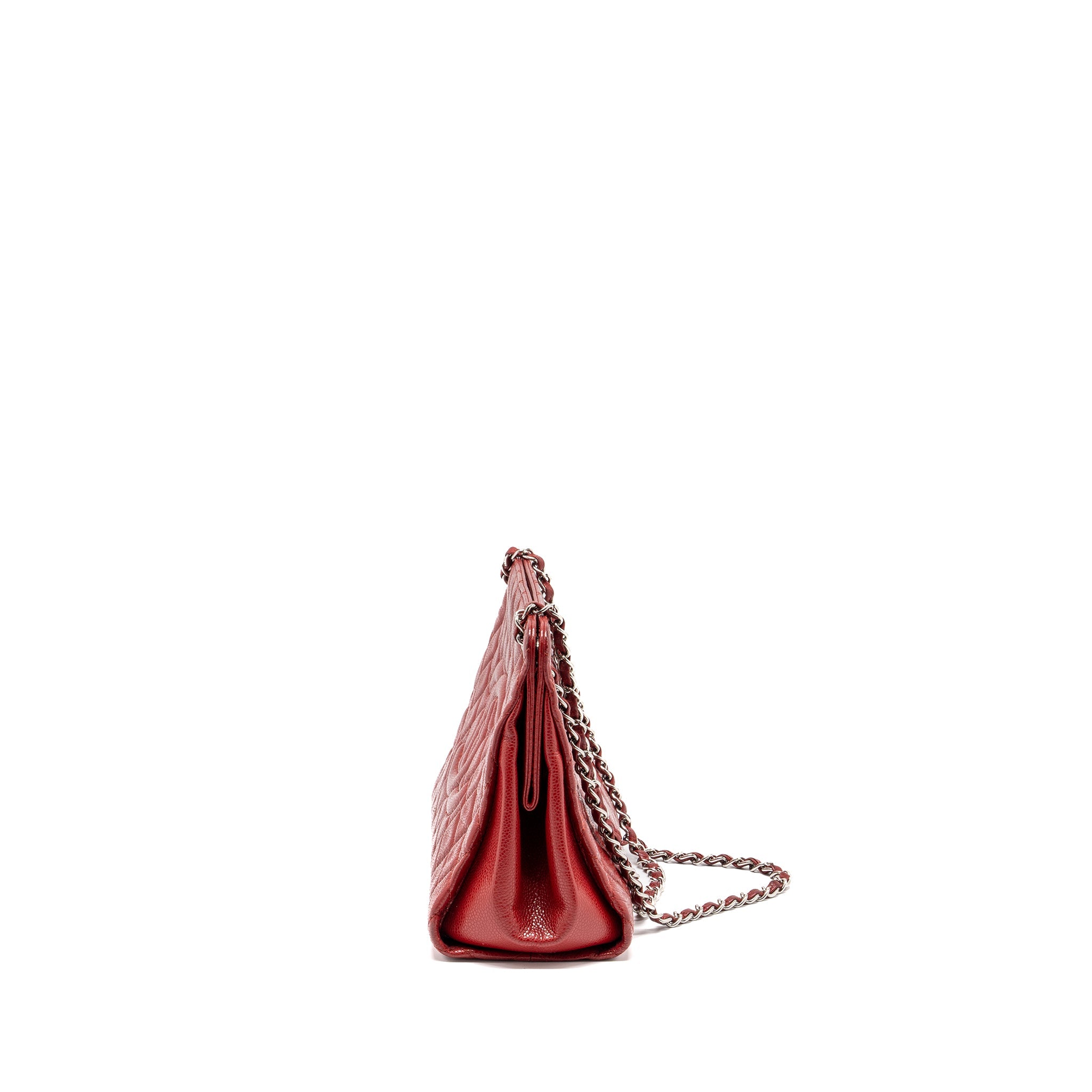 CHANEL CHAIN SHOPPING TOTE BAG CAVIAR RED SHW