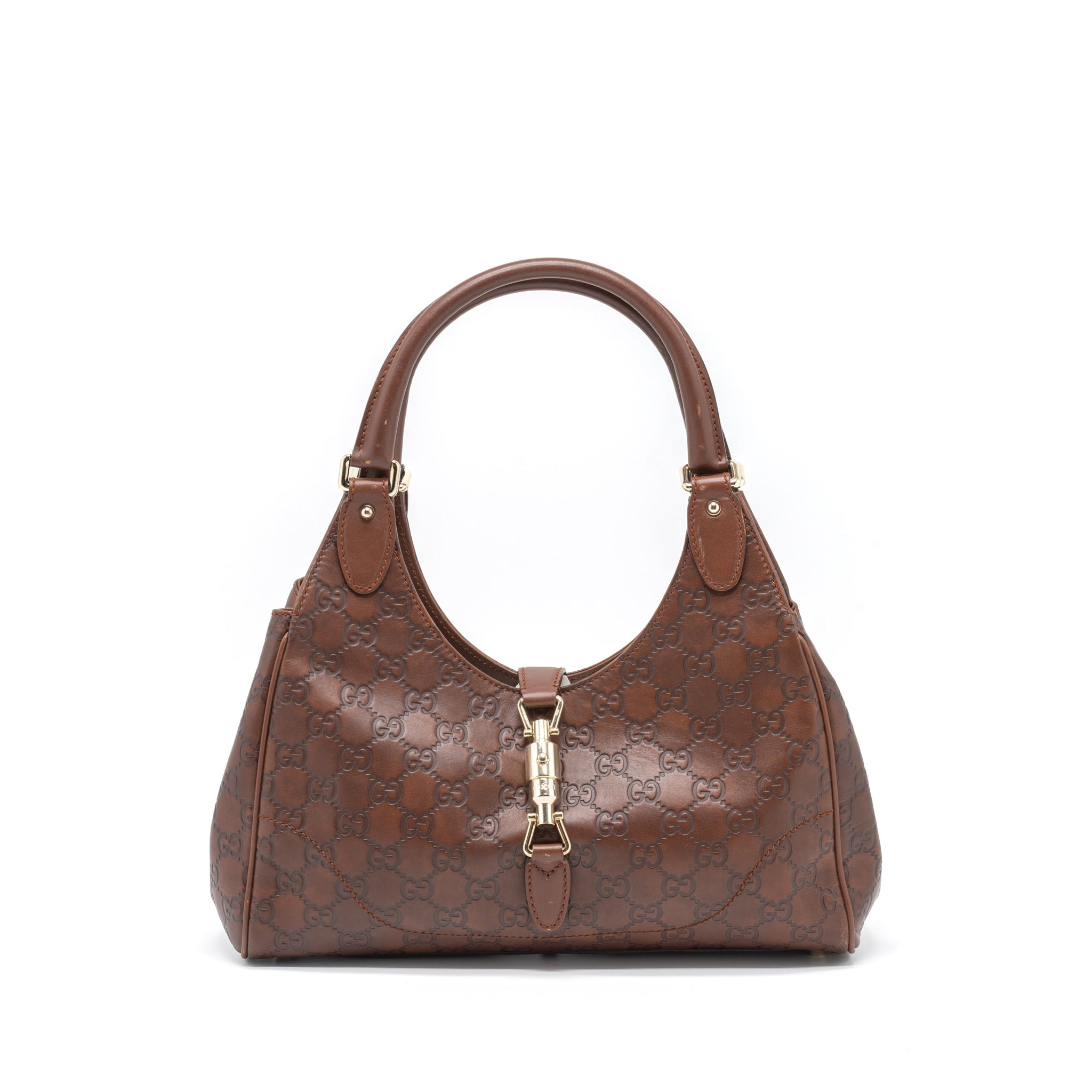 GUCCI VINTAGE JACKIE BAG GG SUPREME CALFSKIN BROWN GHW