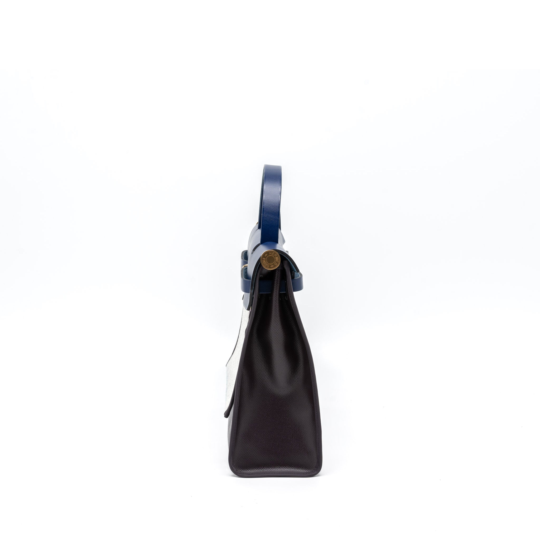 HERMES HERBAG ZIP 31 BAG TOILE H BERLINE CANVAS/VACHE HUNTER CASSIS/BLACK/BLUE SAPHIR GHW
