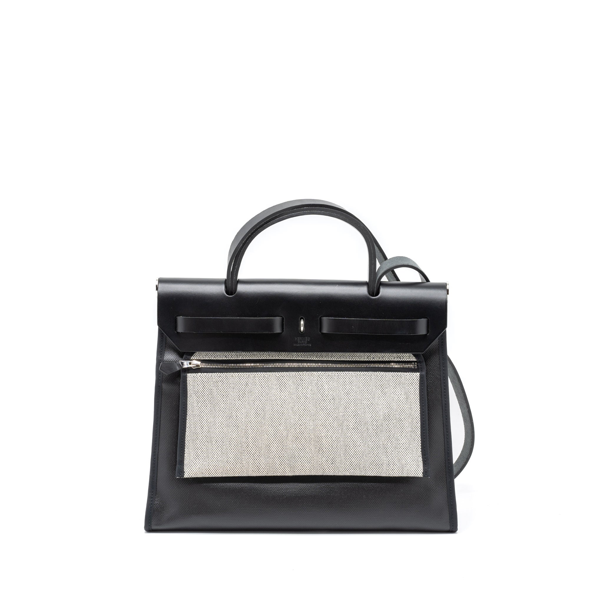 HERMES HERBAG 31 BERLINE CANVAS/VACHE HUNTER BLACK SHW